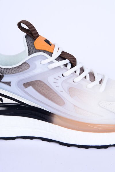 Pierre Cardin 10106 Fileli Yüksek Taban Esnek Rahat Taban Beyaz-Kahverengi Günlük Kadın Spor Ayakkabı