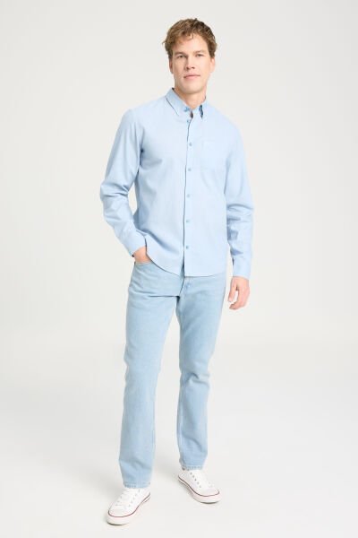 Wrangler W5MY205279M31 Mavi Erkek Regular Fit Normal Kesim %100 Pamuk Gömlek