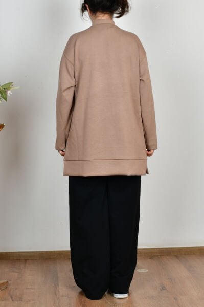 Allday B50291A0 Vizon Kadın Yumuşak Dokulu Gold Düğmeli Tunik