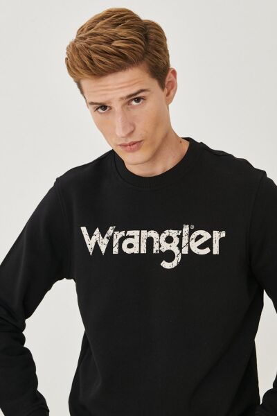 Wrangler W212025001 Siyah Bisiklet Yaka Erkek Sweat