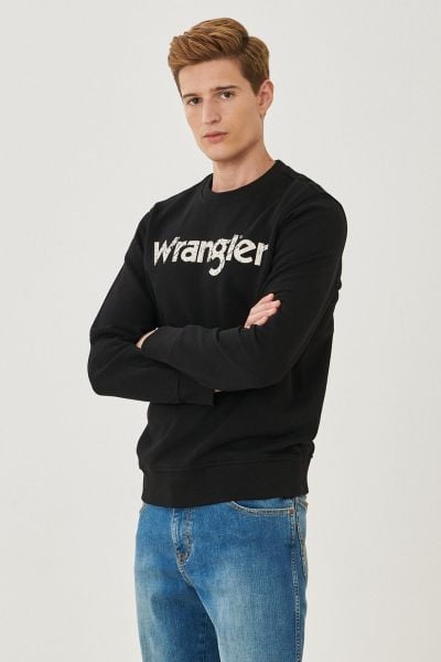 Wrangler W212025001 Siyah Bisiklet Yaka Erkek Sweat