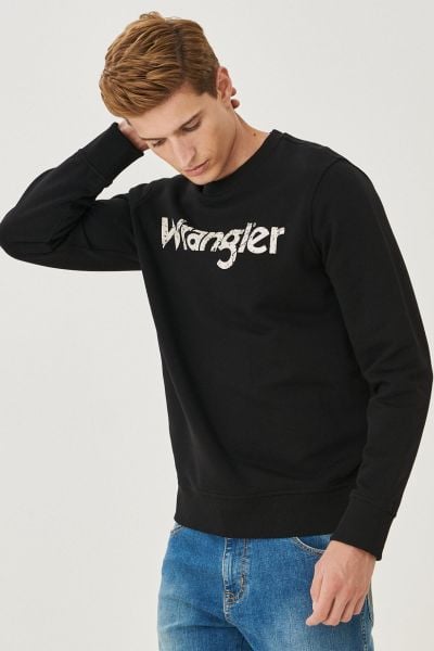 Wrangler W212025001 Siyah Bisiklet Yaka Erkek Sweat