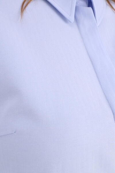 Allday BDX51007K Mavi Kadın Gizli Düğme Detaylı Uzun Gömlek