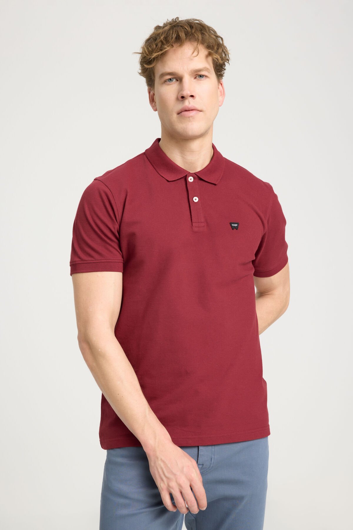 Wrangler W7D5K4XX2T606 Bordo Erkek Regular Fit Normal Kesim Polo Yaka %100 Pamuk Tişört