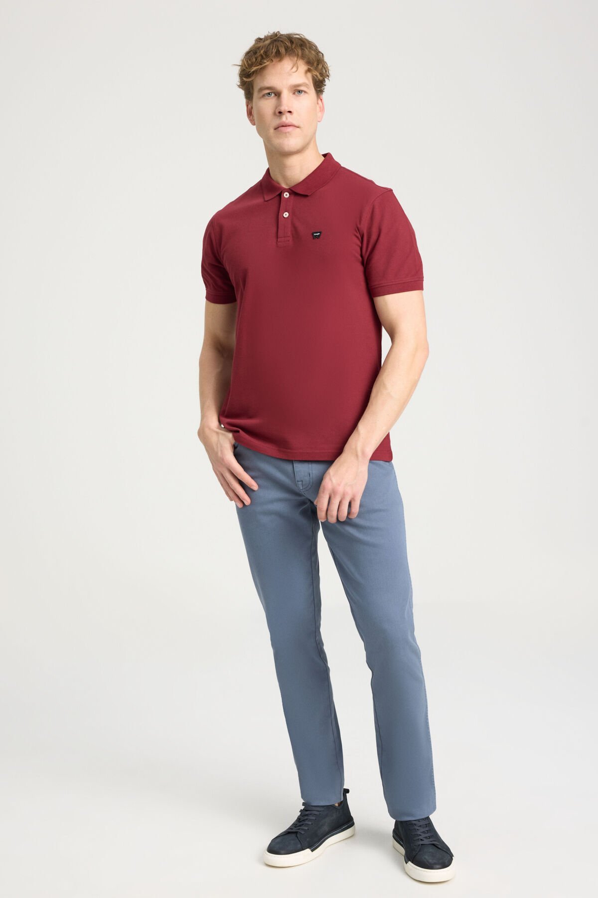 Wrangler W7D5K4XX2T606 Bordo Erkek Regular Fit Normal Kesim Polo Yaka %100 Pamuk Tişört
