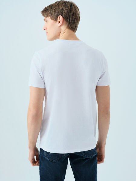 Loft 2038590 Beyaz Erkek Kabartmalı Loft Yazılı Bisiklet Yaka T-Shirt