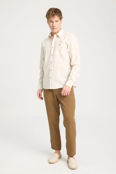 Wrangler W241245614 Bej Erkek Relax Fit Normal Kesim %100 Pamuk Gömlek