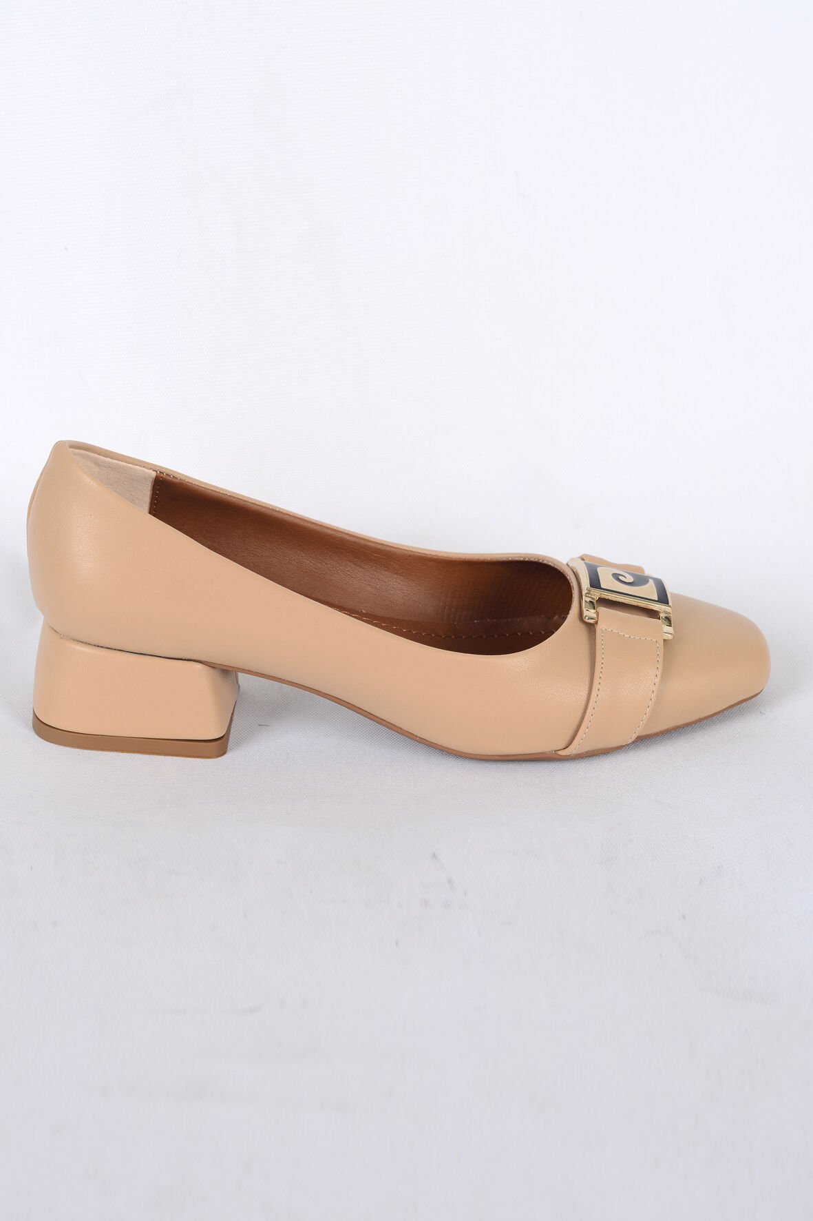 Pierre Cardin 55151 Bej Kadın Toka Detaylı Rahat Taban Topuklu Ayakkabı