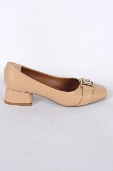 Pierre Cardin 55151 Bej Kadın Toka Detaylı Rahat Taban Topuklu Ayakkabı
