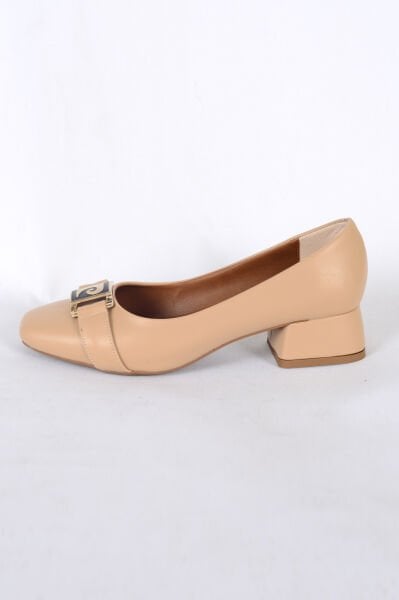 Pierre Cardin 55151 Bej Kadın Toka Detaylı Rahat Taban Topuklu Ayakkabı