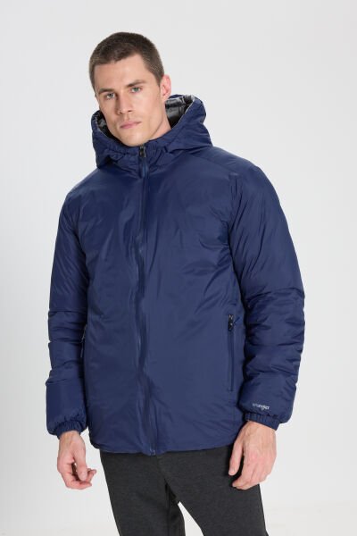 Wrangler W242643900 Mavi Erkek Çift Taraflı Multi Boydan Fermuarlı Gizli Kpüşonlu Mont