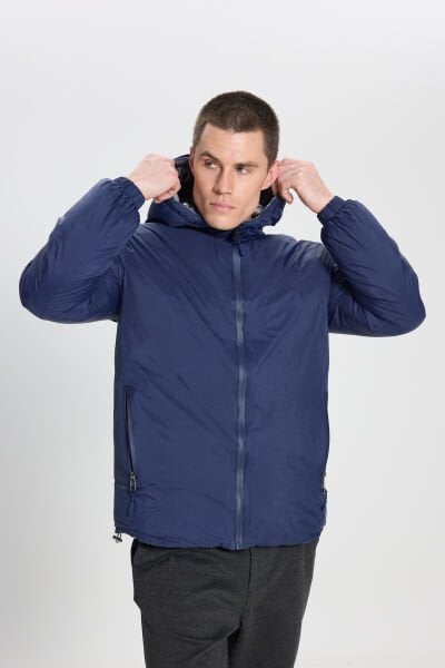 Wrangler W242643900 Mavi Erkek Çift Taraflı Multi Boydan Fermuarlı Gizli Kpüşonlu Mont