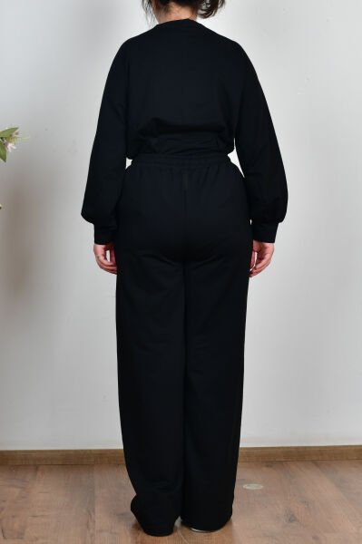 Allday BOB73028AL0 Siyah Kadın Yumuşak Dokulu Bol Paça Eşofman Altı