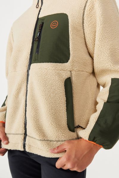 Wrangler W232218104 Ekru Erkek Boydan Fermuarlı İç Yün Kaplamalı Dıştan Çok Cepli Sperha Polar Ceket