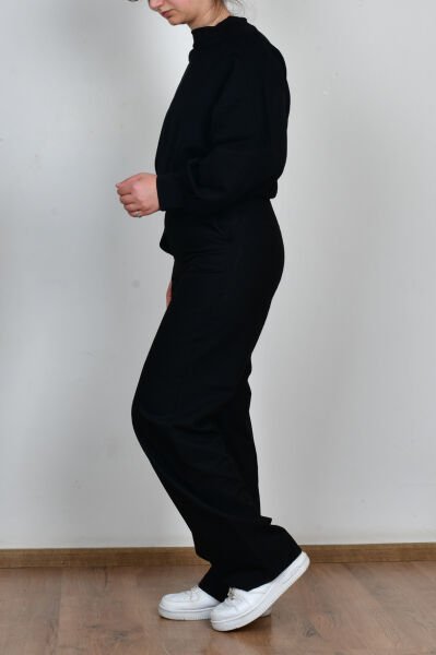 Allday B77140A0 Siyah Kadın Dökümlü İnterlok Ofis Pantolon