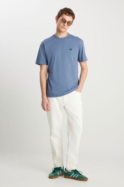 Wrangler MW7NM203877223 Mavi Erkek Relax Fit Bisiklet Yaka T-shirt