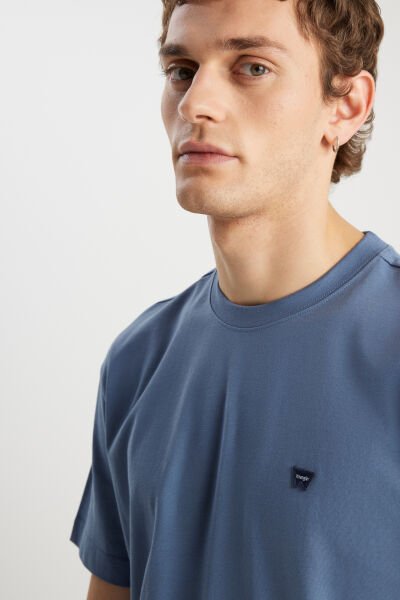 Wrangler MW7NM203877223 Mavi Erkek Relax Fit Bisiklet Yaka T-shirt