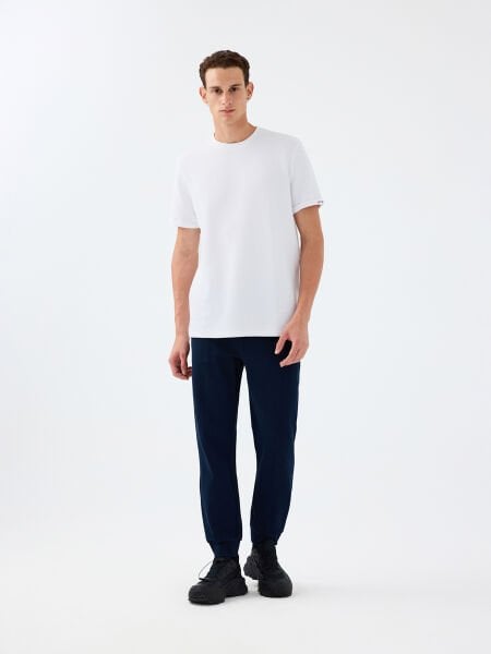 Loft 2039564 Beyaz ErkekTaktik Kollu Regular Fit Bisiklet Yaka T-Shirt