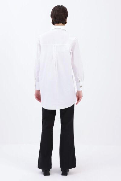 Allday 25DX51290AL0 Beyaz Kadın Gizli Cepli Ve Gizli Düğme Detaylı Gömlek