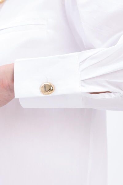 Allday 25DX51290AL0 Beyaz Kadın Gizli Cepli Ve Gizli Düğme Detaylı Gömlek