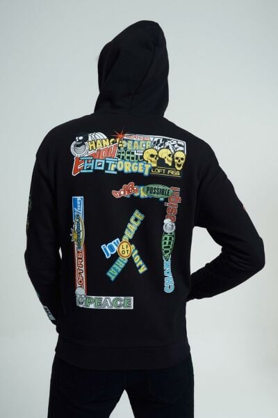 Loft 2034200 Siyah Kapüşonlu Önü Baskılı Erkek Sweat