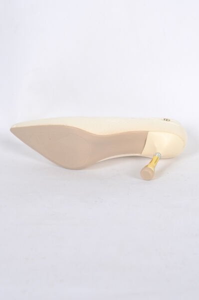 Pierre Cardin 55021  Krem Kadın Topuğu Gold Detaylı Topuklu Ayakkabı