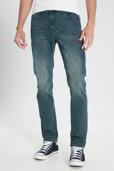 Lee L70115858 Koyu Mavi Erkek Rider Denim Plant Normal bel Daralan Paça Kot Pantalon