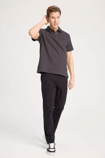 Wrangler W7NQ20528633W Erkek Siyah Sünger Desen Polo Yaka T-Shirt