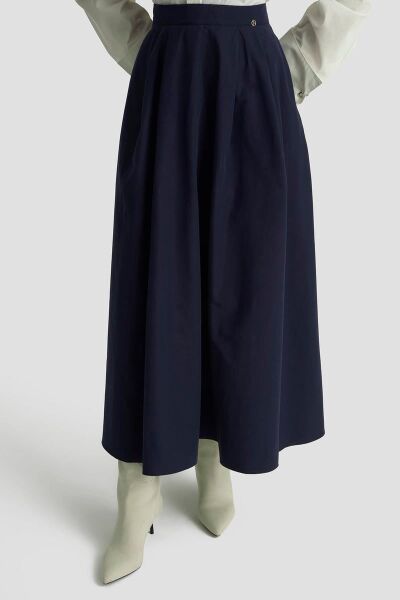 Armine 25YT619 Lacivert Kadın Önden Bağcıklı Etekli Trenç Ikili Takım