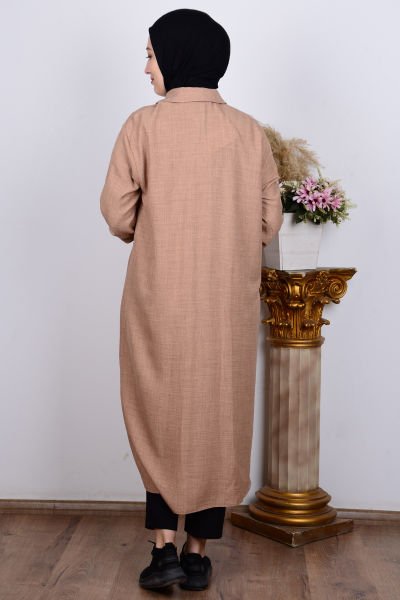 Tripen 2312 Camel Cepleri Taşlı Kadın Tunik