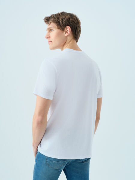 Loft 2038585 Beyaz Erkek Premium Kabartma Logolu Regular Fit Bisiklet Yaka T-Shirt