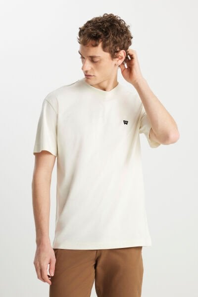Wrangler MW7NM20387742L Ekru Erkek Relax Fit Bisiklet Yaka T-shirt