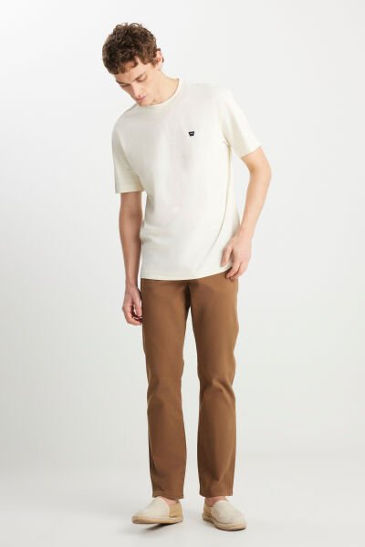 Wrangler MW7NM20387742L Ekru Erkek Relax Fit Bisiklet Yaka T-shirt
