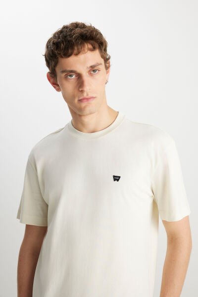 Wrangler MW7NM20387742L Ekru Erkek Relax Fit Bisiklet Yaka T-shirt