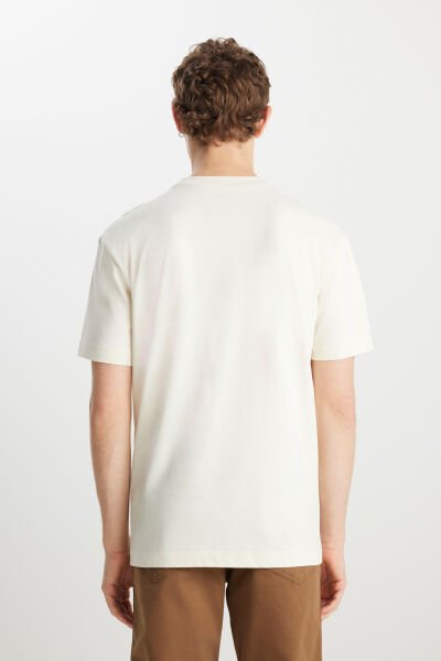 Wrangler MW7NM20387742L Ekru Erkek Relax Fit Bisiklet Yaka T-shirt