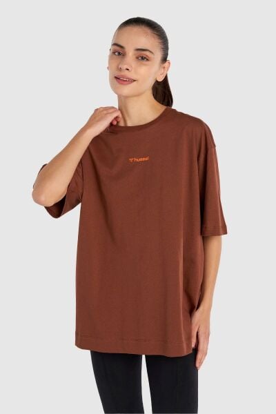 Hummel 911923 HMLARİA Kahverengi Kadın Bisiklet Yaka Kısa Kol Tshirt