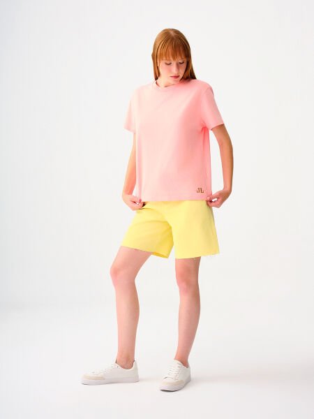 Loft LF2036285 Pembe Kadın Bisiklet Yaka T-shirt