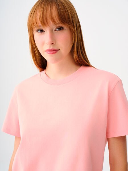 Loft LF2036285 Pembe Kadın Bisiklet Yaka T-shirt