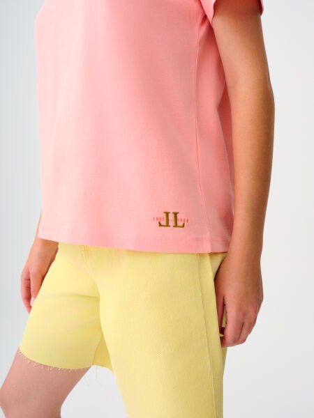 Loft LF2036285 Pembe Kadın Bisiklet Yaka T-shirt
