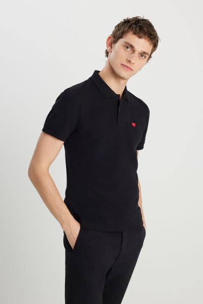 Wrangler MW7D5K4XX2T001 Siyah Erkek Kırılmaz Polo Yaka T-shirt
