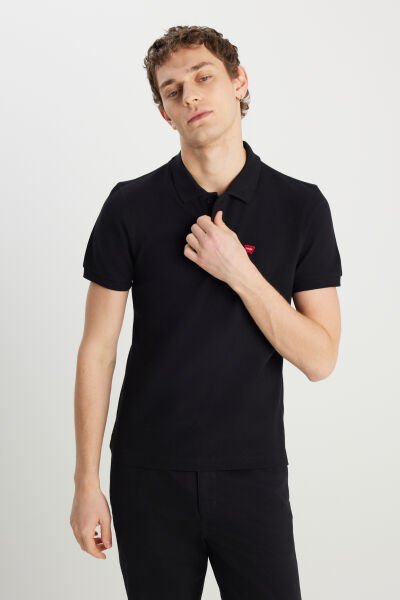 Wrangler MW7D5K4XX2T001 Siyah Erkek Kırılmaz Polo Yaka T-shirt