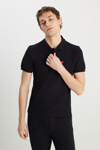 Wrangler MW7D5K4XX2T001 Siyah Erkek Kırılmaz Polo Yaka T-shirt