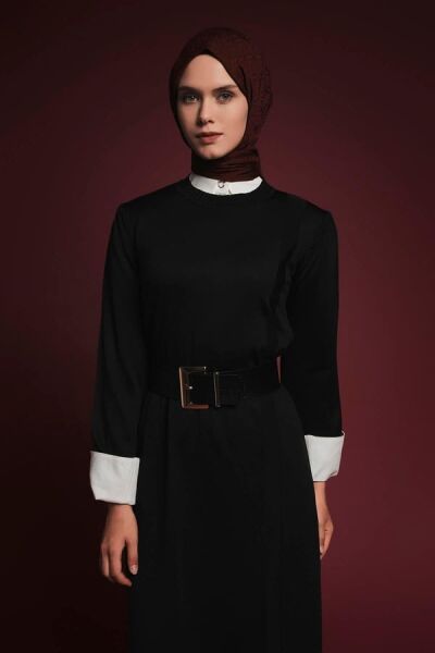 Armine 25YTD956 Siyah Kadın Altı Piliseli Triko Elbise