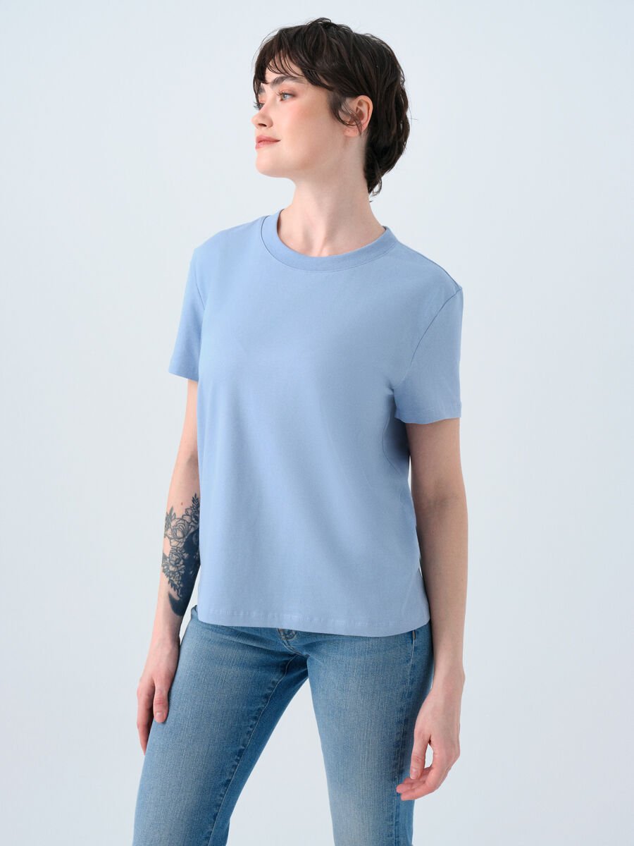 Loft LF2036285 Mavi Kadın Bisiklet Yaka T-shirt