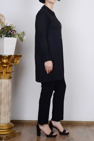 Armine 25YTD4115 Siyah Kadın Polo Yaka Triko Hırka