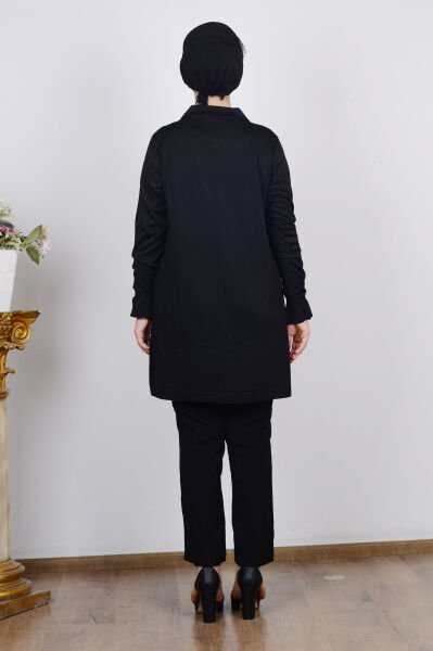 Armine 25YTD4115 Siyah Kadın Polo Yaka Triko Hırka