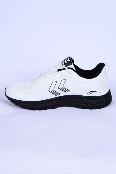 Hummel 900460-9124 Alovan Fileli Deri Detaylı Yüksek Taban Rahat Faylon Taban Hafif Esnek Beyaz-Siyah Günlük Unisex Spor Ayakkabı