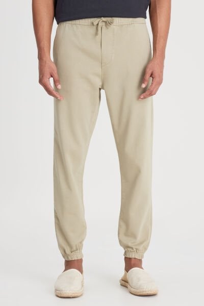 Lee LM04009299 Jogger Non Denim Açık Yeşil Erkek Belden Lastikli Ve İp Detaylı Pantalon