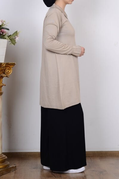 Armine 25YTD4115 Koyu Taş Kadın Polo Yaka Triko Hırka