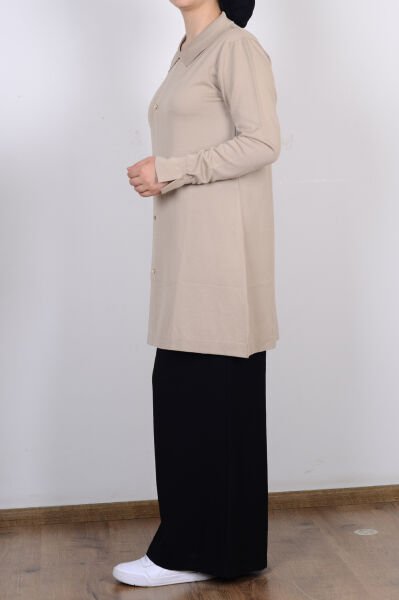 Armine 25YTD4115 Koyu Taş Kadın Polo Yaka Triko Hırka